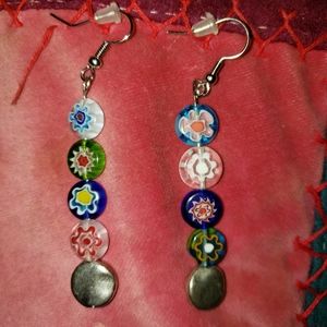 Long dangle Murano glass bead earrings